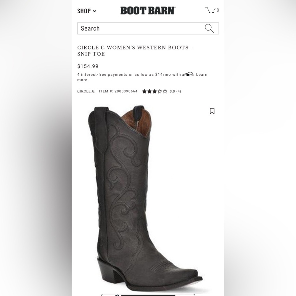 CIRCLE G WOMEN'S WESTERN BOOTS - SNIP TOE